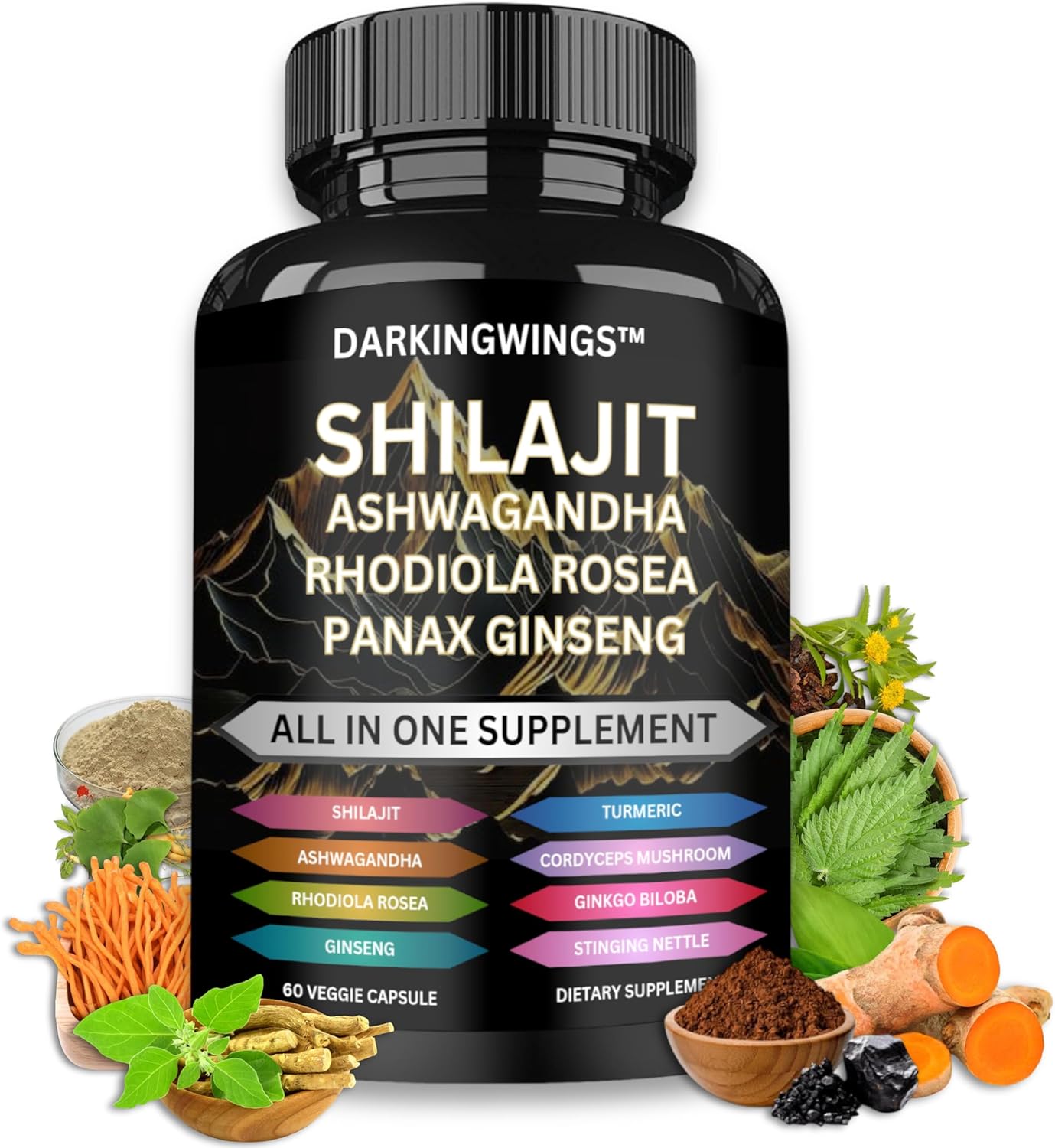 Shilajit Multivitamin (Turmeric, Ashwagandha, Ginger, Cordyceps Mushrooms)60 cap