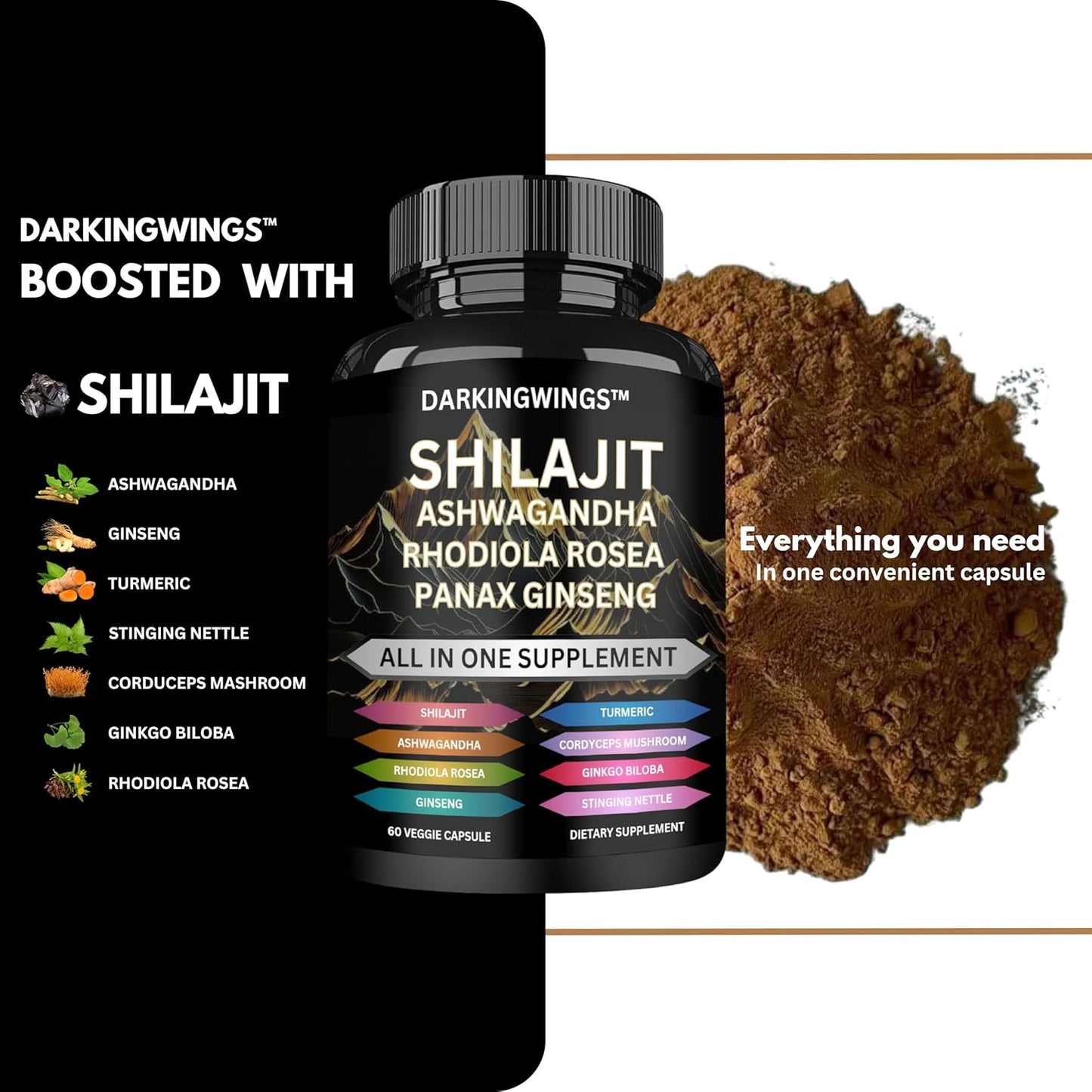 Shilajit Multivitamin (Turmeric, Ashwagandha, Ginger, Cordyceps Mushrooms)60 cap
