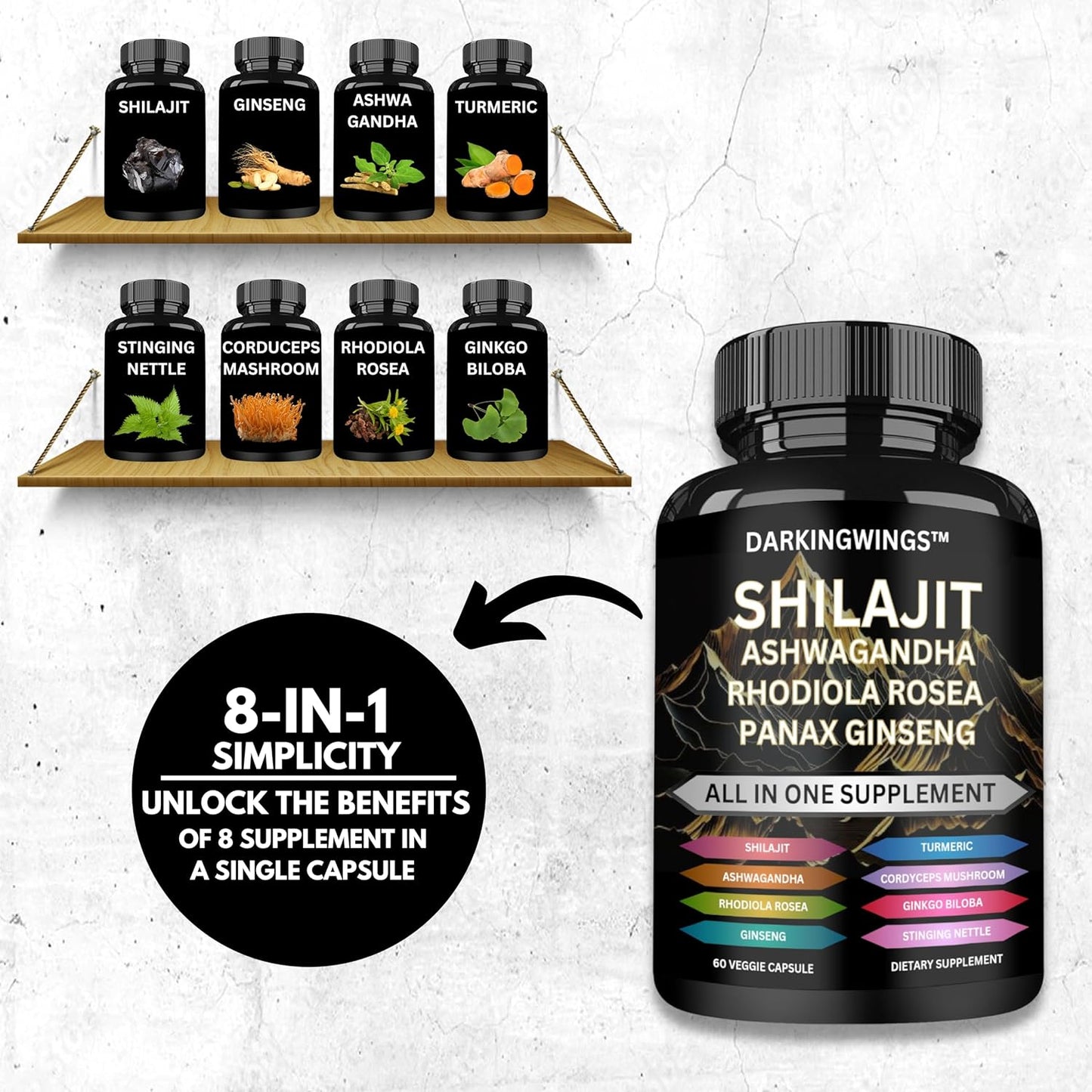 Shilajit Multivitamin (Turmeric, Ashwagandha, Ginger, Cordyceps Mushrooms)60 cap